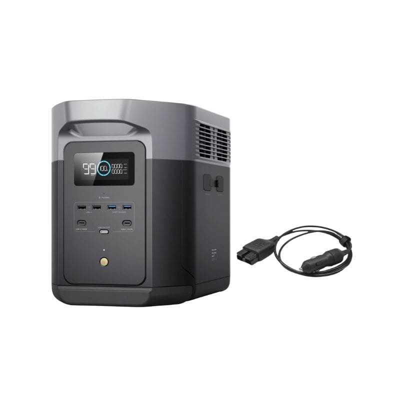 Portable power station with a cable on a white background