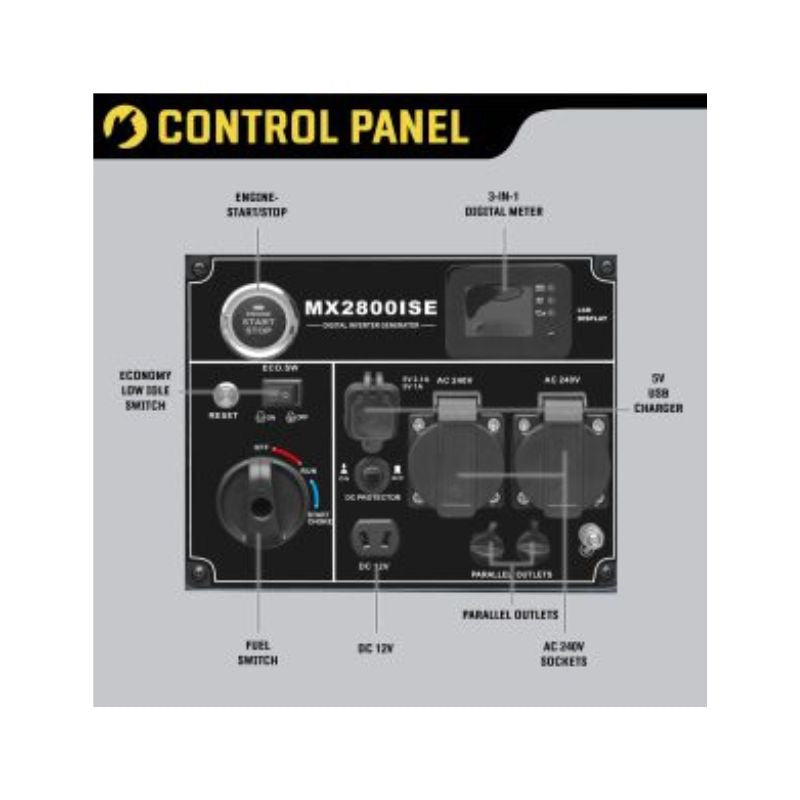 MaxWatt MX2800ISE 2800W Pure Sine Digital Inverter Generator