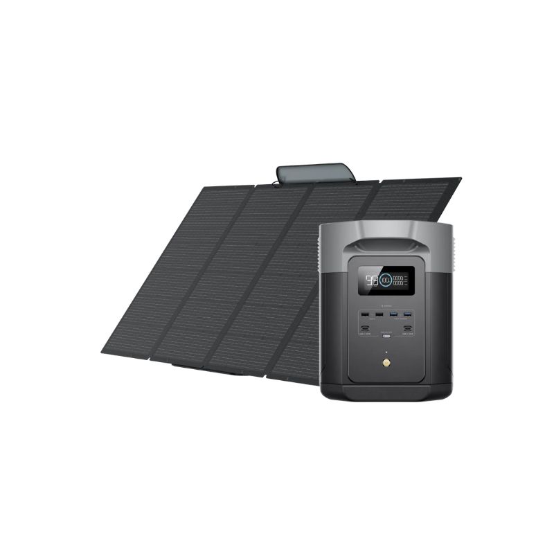 EcoFlow Delta 2 Max solar generator and EcoFlow DELTA 2 Max Portable Power Station on a white background