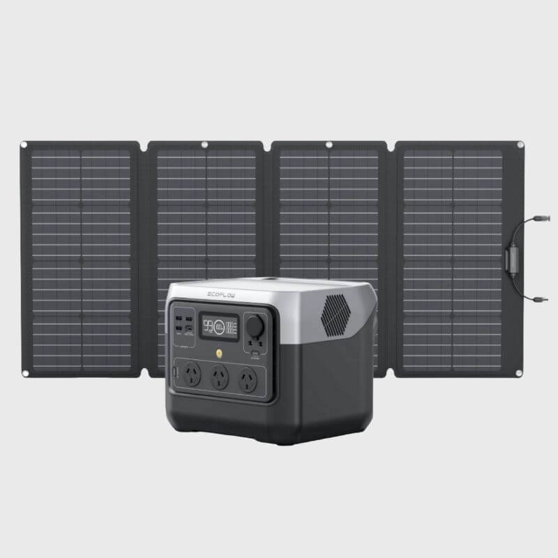 EcoFlow RIVER 2 Pro Solar Generator (PV160W) main view with solar panel