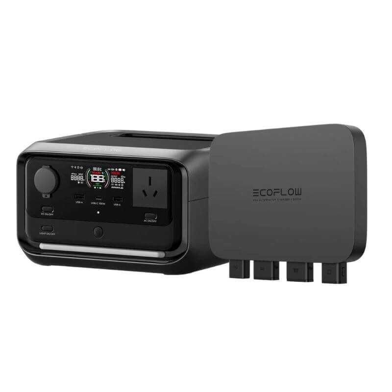 EcoFlow RIVER 3 Plus + 500W Alternator Charger front view