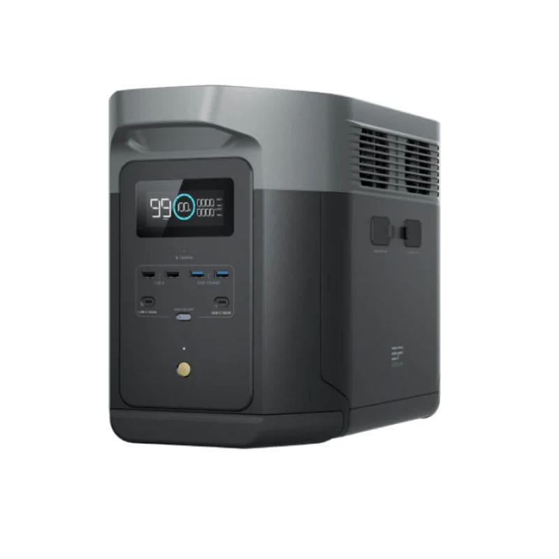 Black power station with digital display on a white background
