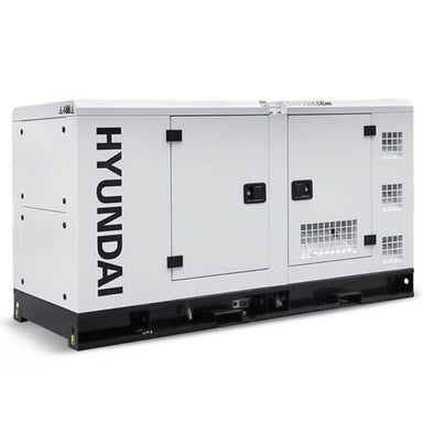 Hyundai 27.5kVA Single Phase Diesel Generator (Angular view of generator on  a white background. 