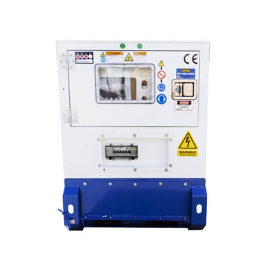 Hyundai 14kVA Three Phase Diesel Generator, back view. Image on white background.