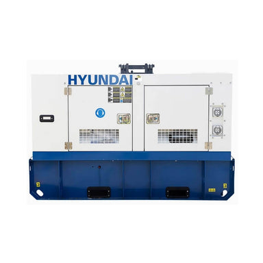 Hyundai 65kVA Three Phase Diesel Generator on a white bank.