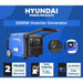 Hyundai 3200W Portable Inverter Generator, image showing details on the generator.
