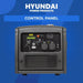 Hyundai 3200W Portable Inverter Generator's frontal view.