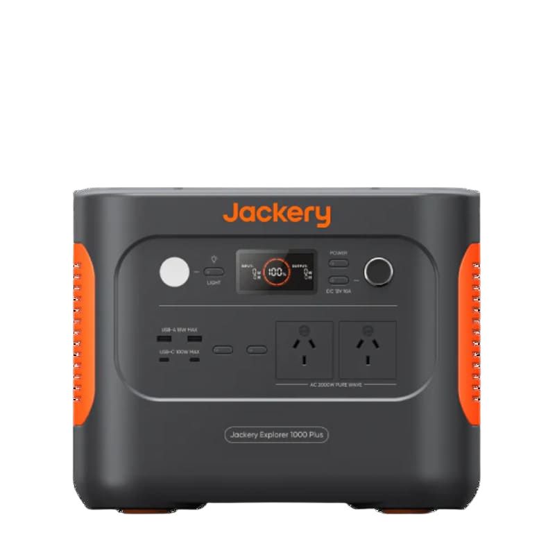 Jackery Solar Generator 1000 Plus frontal view with closed handles.