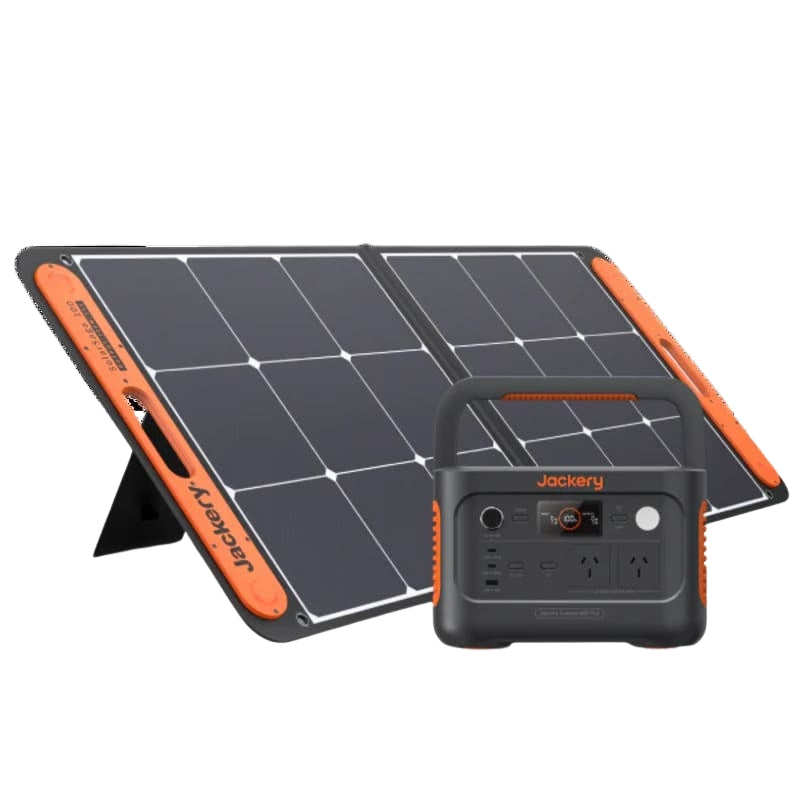 Solar Generator 600 Plus (Explorer 600 Plus + SolarSaga 100W x1) - solar generator on a white background.