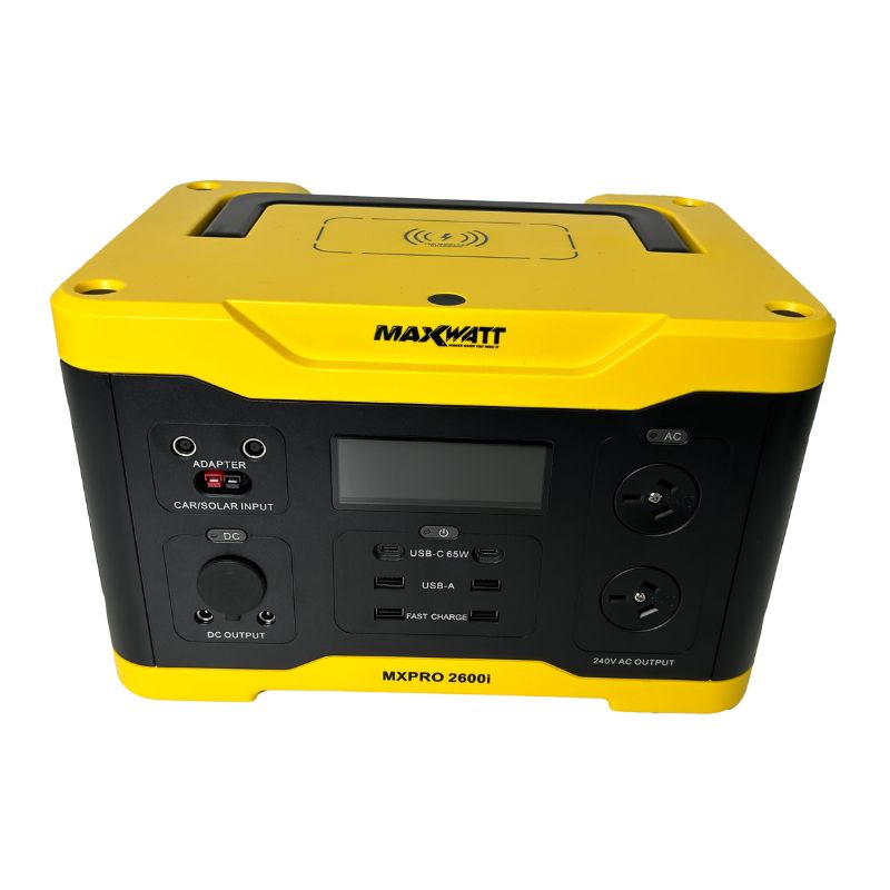 MaxWatt MXPRO2600I 1300W Portable Power Station frontal view on a white background