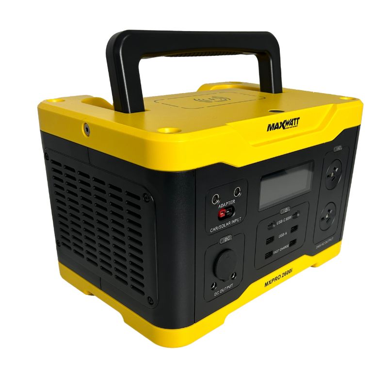 MaxWatt MXPRO2600I 1300W Portable Power Station right view on a white background.