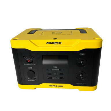 MaxWatt MXPRO3600I 1800W Portable Power Station placed on a white background.