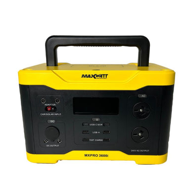 MaxWatt MXPRO3600I 1800W Portable Power Station with raised handle.