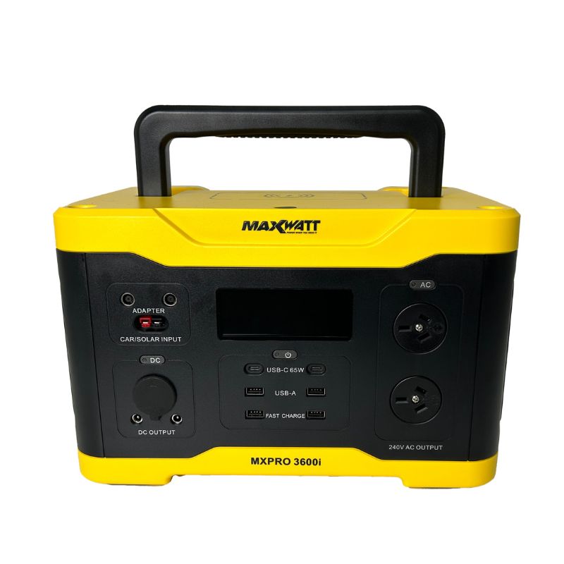 MaxWatt MXPRO3600I 1800W Portable Power Station with raised handle.