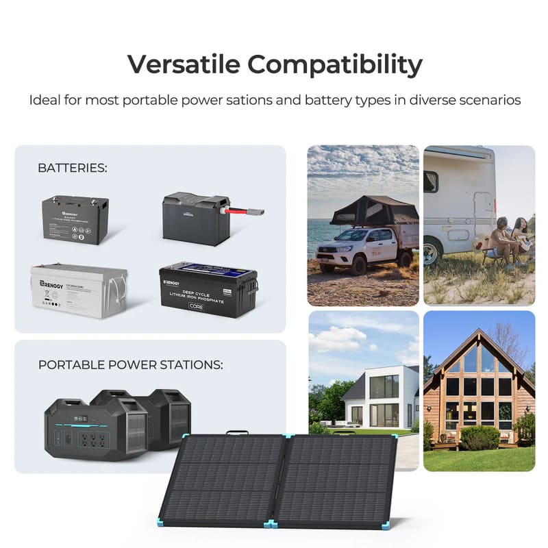 Renogy 100W Portable Solar Panel-versatile compatiblity