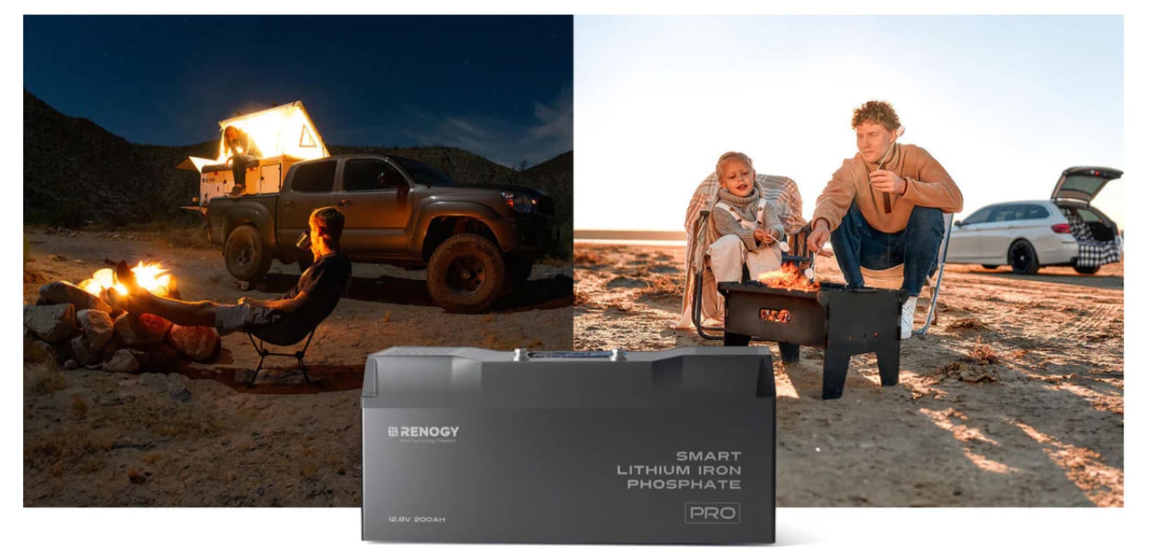 Renogy 12V 200Ah Pro Deep Cycle Lithium Iron Phosphate Battery w/ Bluetooth & Self-Heating, battery usage images