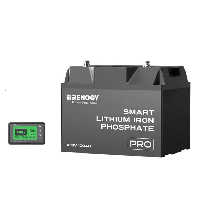 Renogy 12V 200Ah Pro Deep Cycle Lithium Iron Phosphate Battery w/ Bluetooth & Self-Heating-100W battery W monitor