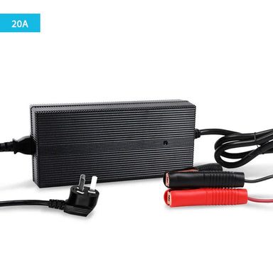 Renogy 12V 20A AC to DC Lithium Iron Phosphate Battery Charger on a white background