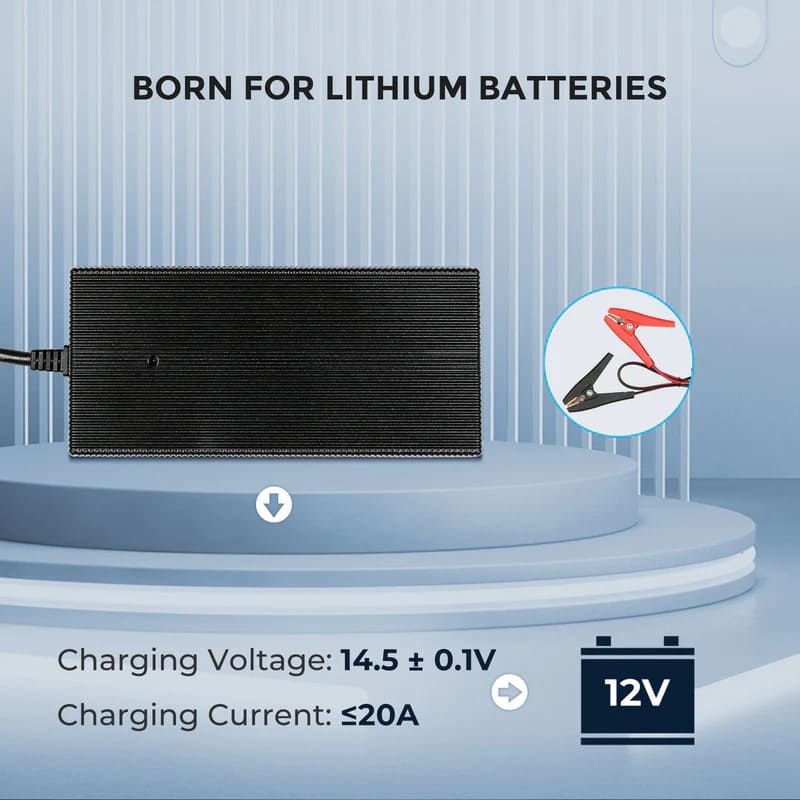 Renogy 12V 20A AC to DC Lithium Iron Phosphate Battery Charger-charger demonstration