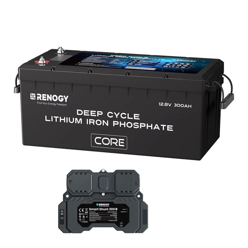 Renogy 12V 300Ah Core Series Deep Cycle Lithium Iron Phosphate Battery w/ Self-Heating-battery with smart shunt