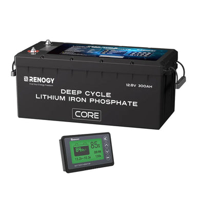 Renogy 12V 300Ah Core Series Deep Cycle Lithium Iron Phosphate Battery w/ Self-Heating-1 battery with monitor