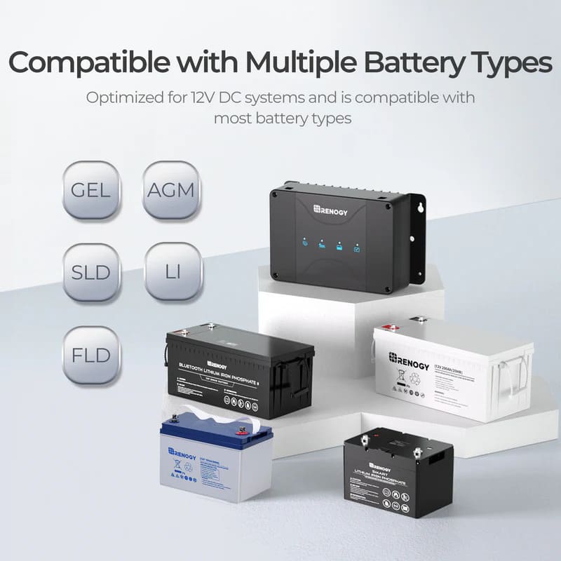 Renogy 12V 30/50A DC-DC On-Board Battery Charger with MPPT - batteries compatibility