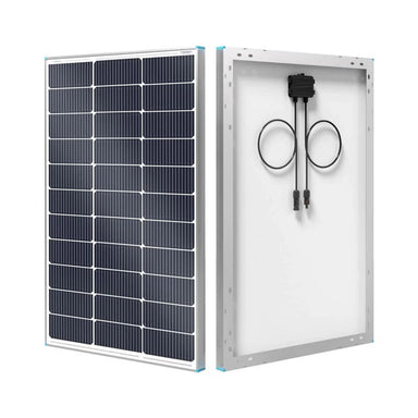 Renogy 16BB N-Type 100 Watt Solar Panel-front and rear of panel