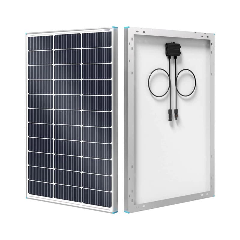 Renogy 16BB N-Type 100 Watt Solar Panel-front and rear of panel