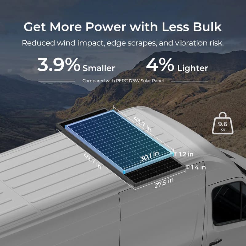 Renogy 16BB N-Type 175 Watt 12V Solar Panel-van mounted
