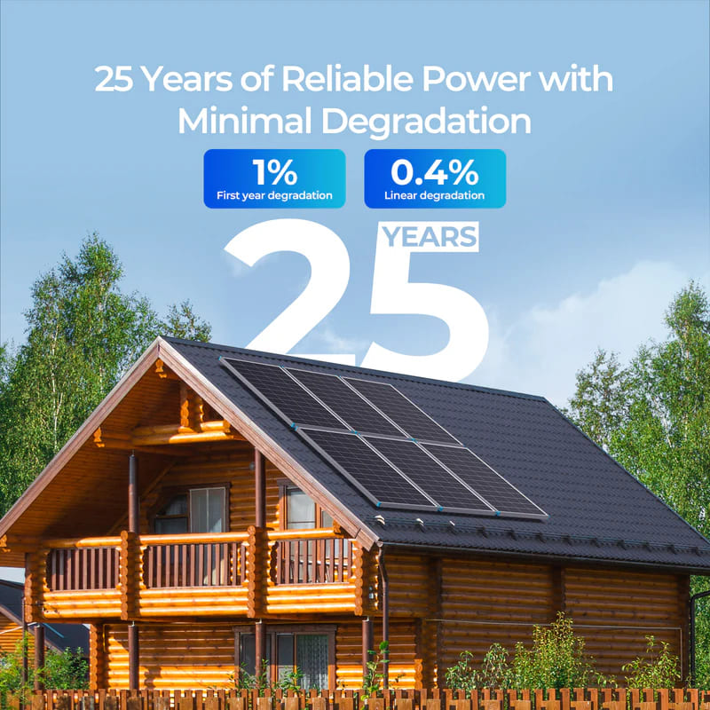 Renogy 16BB N-Type 200 Watt 24V Solar Panel-25 years reliability