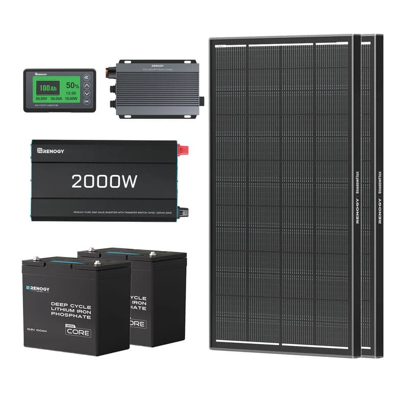 Renogy 2.56kWh Off-Road 4WD Off-Grid Power Kit | 2000W Inverter, 50A DC-DC w/ MPPT, ShadowFlux Panels-complete set