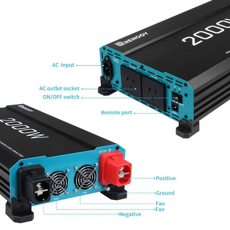 Renogy 2000W 12V to 230V/240V Pure Sine Wave Inverter (with UPS Function)-dimensions.