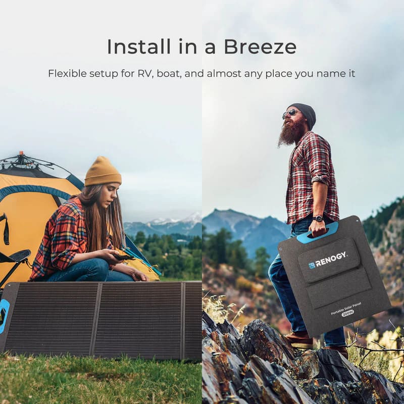 Renogy 200W Portable Solar Panel-easy installation.