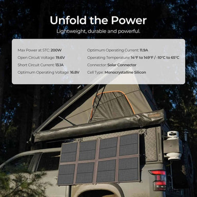 Renogy 200W Solar Panel Blanket-specificatons 