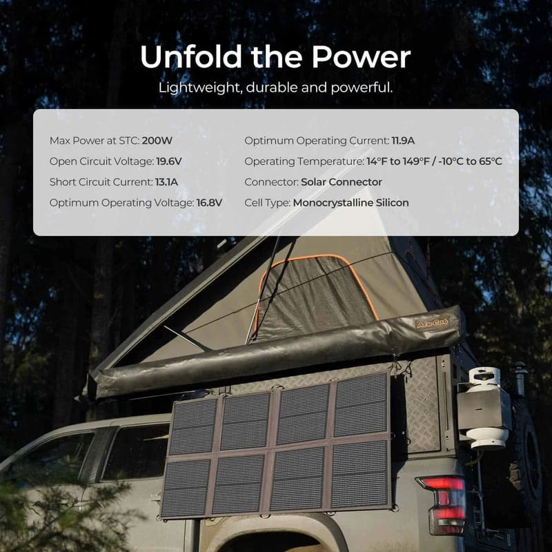 Renogy 200W Solar Panel Blanket-specificatons 