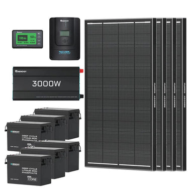 Renogy 23.04kWh Off-Grid Power Kit | 3000W Inverter, 60A MPPT, ShadowFlux Anti-Shading Panels-with panels