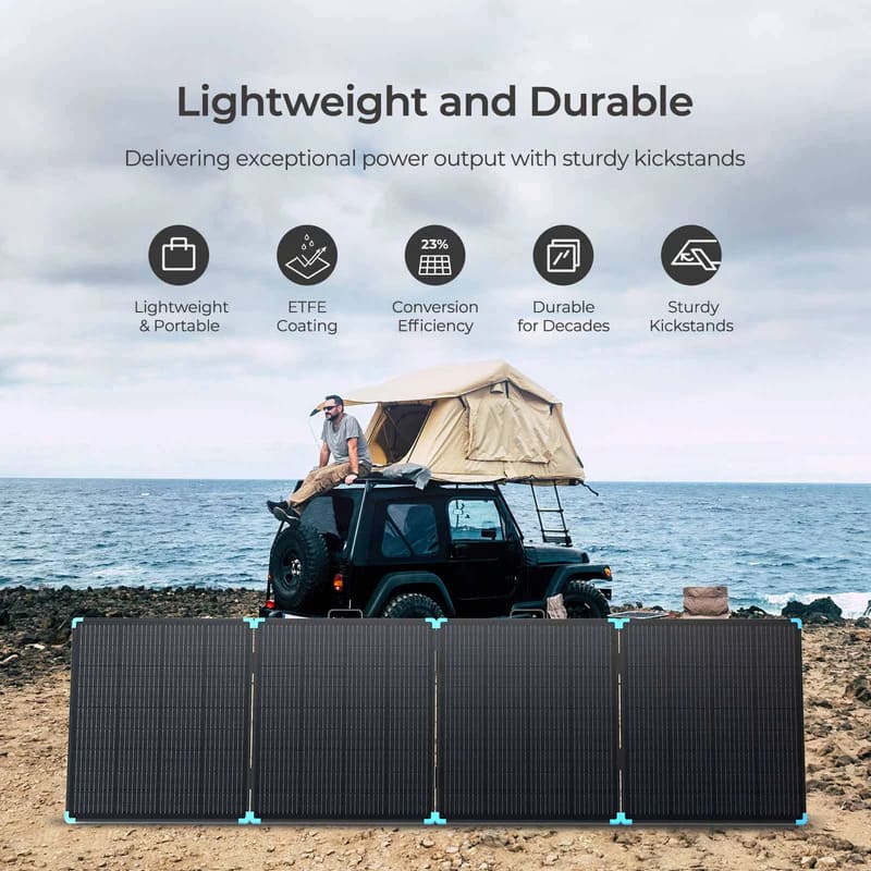 Renogy 3.07kWh Off-Grid Power Kit for Caravans & 4x4 | 240Ah Battery + 2000W Inverter - lightweight panel by the sea