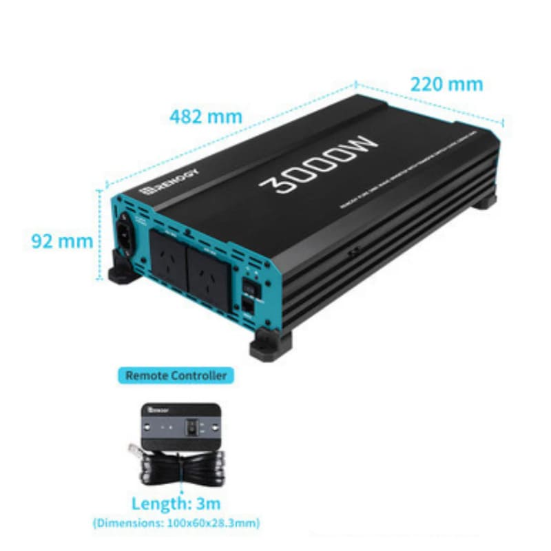 Renogy 3000W 12V to 230V/240V Pure Sine Wave Inverter (with UPS Function)-dimensions