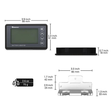 Renogy 400Ah Lithium Power Kit- battery monitor dimensions