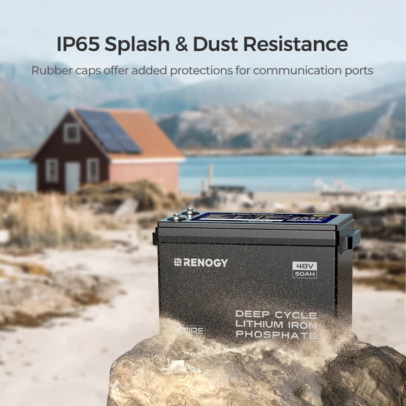 Renogy 48V 50Ah Core Series Deep Cycle Lithium Iron Phosphate Battery-IP65 and dust resistance