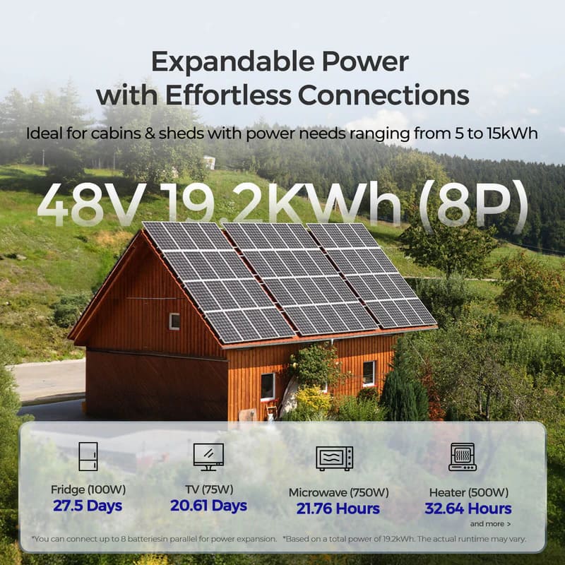 Renogy 48V 50Ah Core Series Deep Cycle Lithium Iron Phosphate Battery- cabins uses