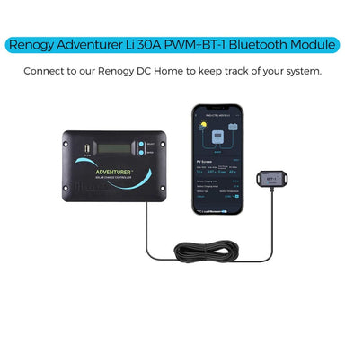 Renogy Adventurer Li 30A PWM Flush Mount Charge Controller with LCD-connected to bluetooth