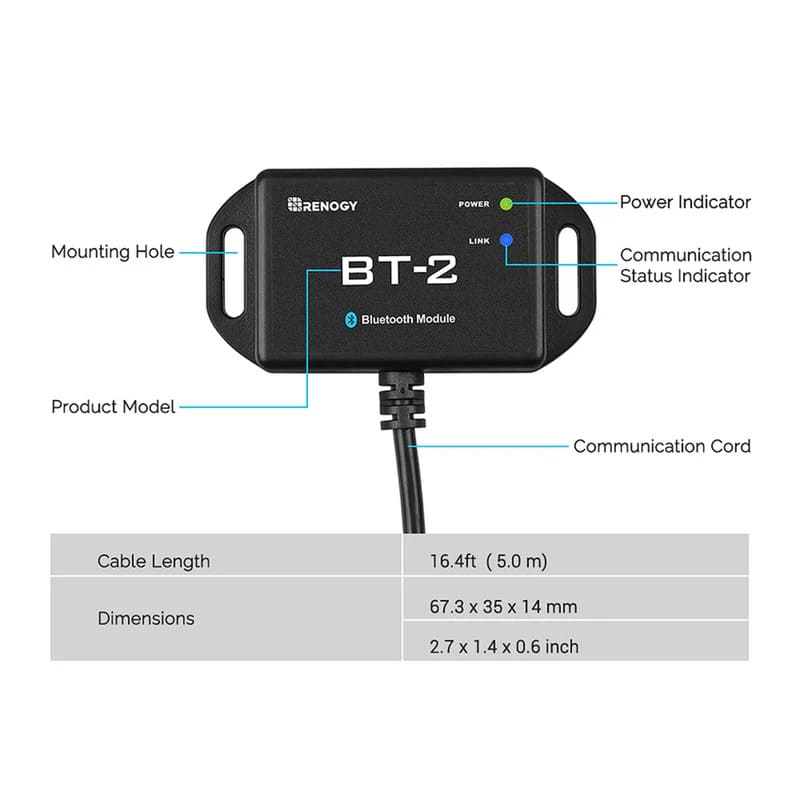 Renogy BT-2 Bluetooth Module for Renogy Products w/ RS485 Port - labelling