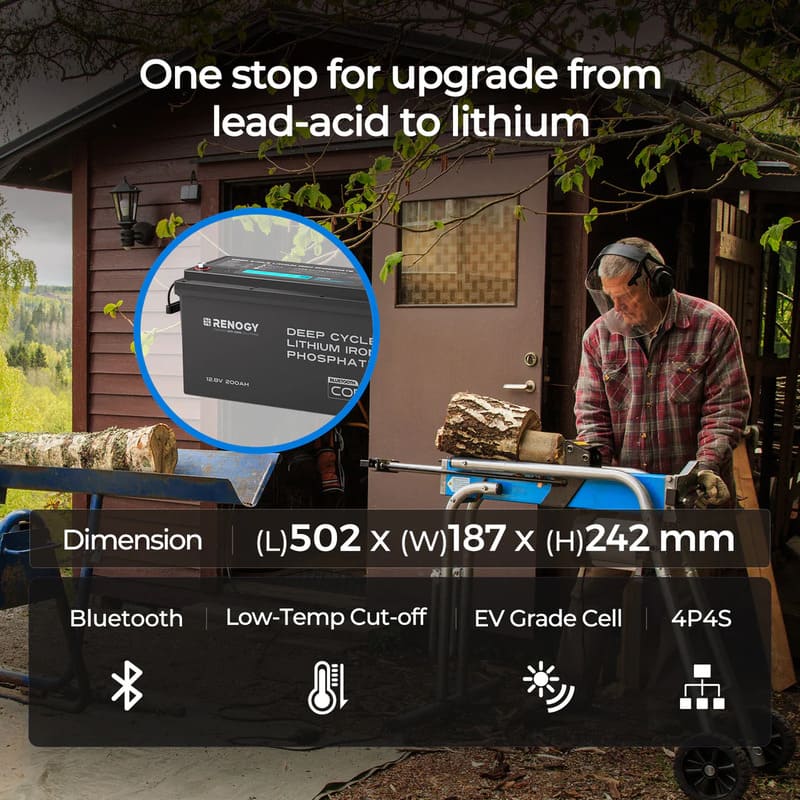 Renogy Core 12V 200Ah Lithium Iron Phosphate Battery w/ Bluetooth-battery -dimensions 
