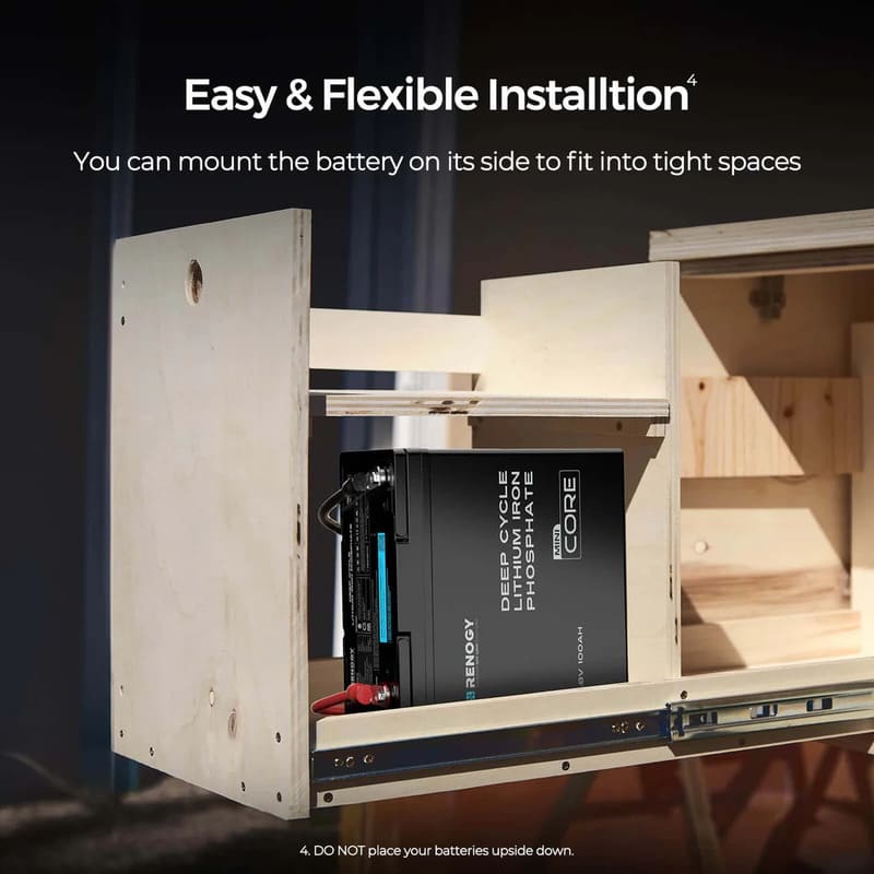 Renogy Core Mini 12.8V 100Ah Lithium Iron Phosphate Battery-flexible installation