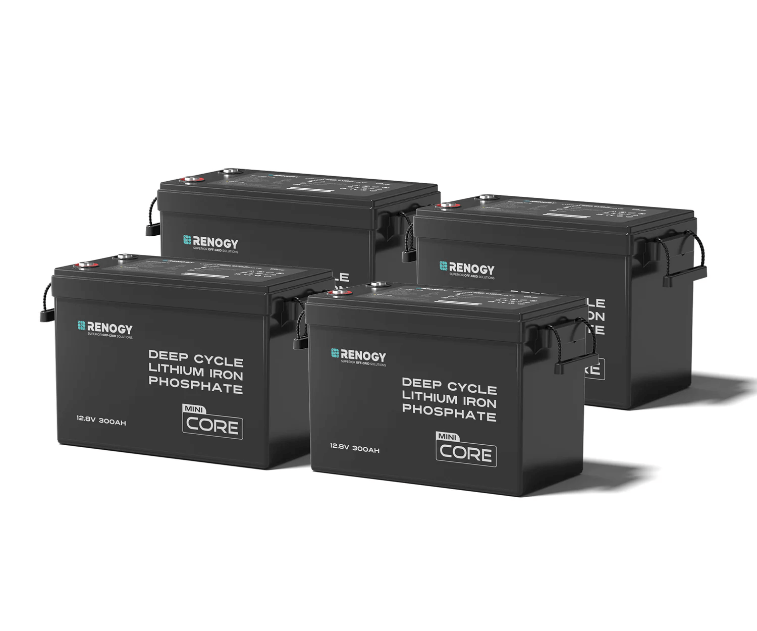 Renogy Core Mini 12.8V 300Ah Lithium Iron Phosphate Battery w/ Low-Temperature Protection 4 packs