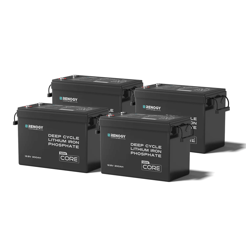 Renogy Core Mini 12.8V 300Ah Lithium Iron Phosphate Battery wLow Temperature Protection 4packs