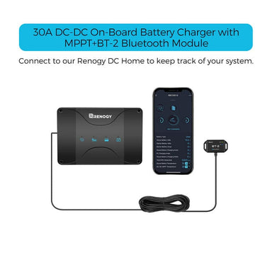 Renogy DCC30S 12V 30A Dual Input DC to DC Battery Charger with MPPT - connected to phone