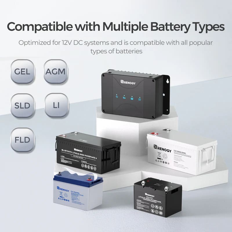 Renogy DCC50S 12V 50A Dual Input DC to DC Battery Charger with MPPT w/ Renogy ONE Core - compatible with various batteries