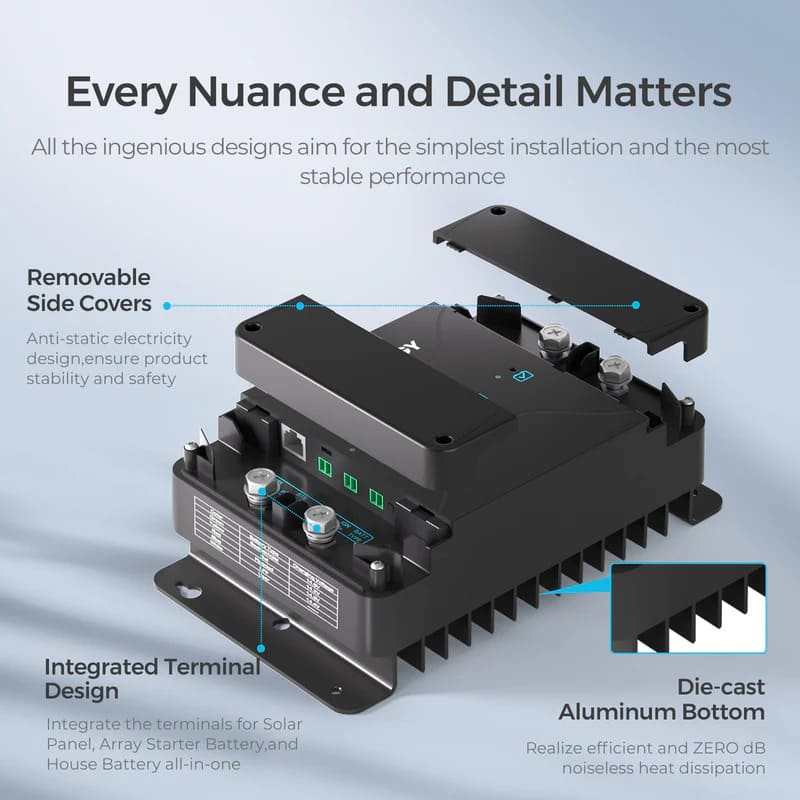 Renogy DCC50S 12V 50A Dual Input DC to DC Battery Charger with MPPT w/ Renogy ONE Core - every detail matters
